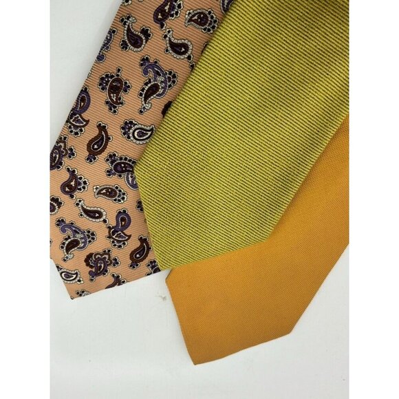 VTG LOT OF 3 Yellow Tone Silk Ties Made in Italy Paisley, Textured Pattern - Picture 1 of 9